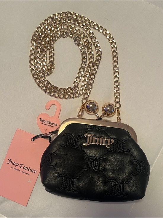 Juicy Couture Handbags - Juicy Couture Black Quilted Mini Kiss-Lock Crossbody with Gold Chain NWT